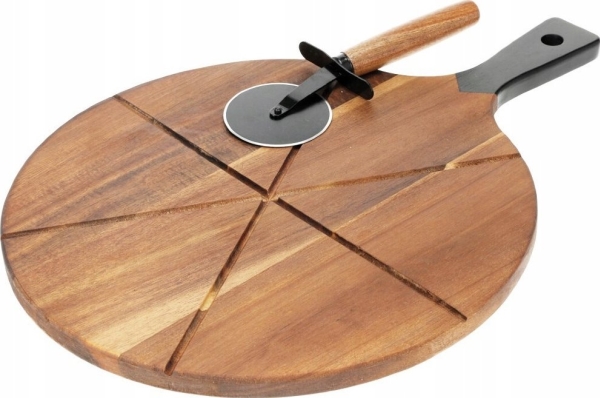 Skærebræt Excellent Houseware Rundt Pizzabræt Træ Med Kniv - PizzaBræt  - 8720573602815