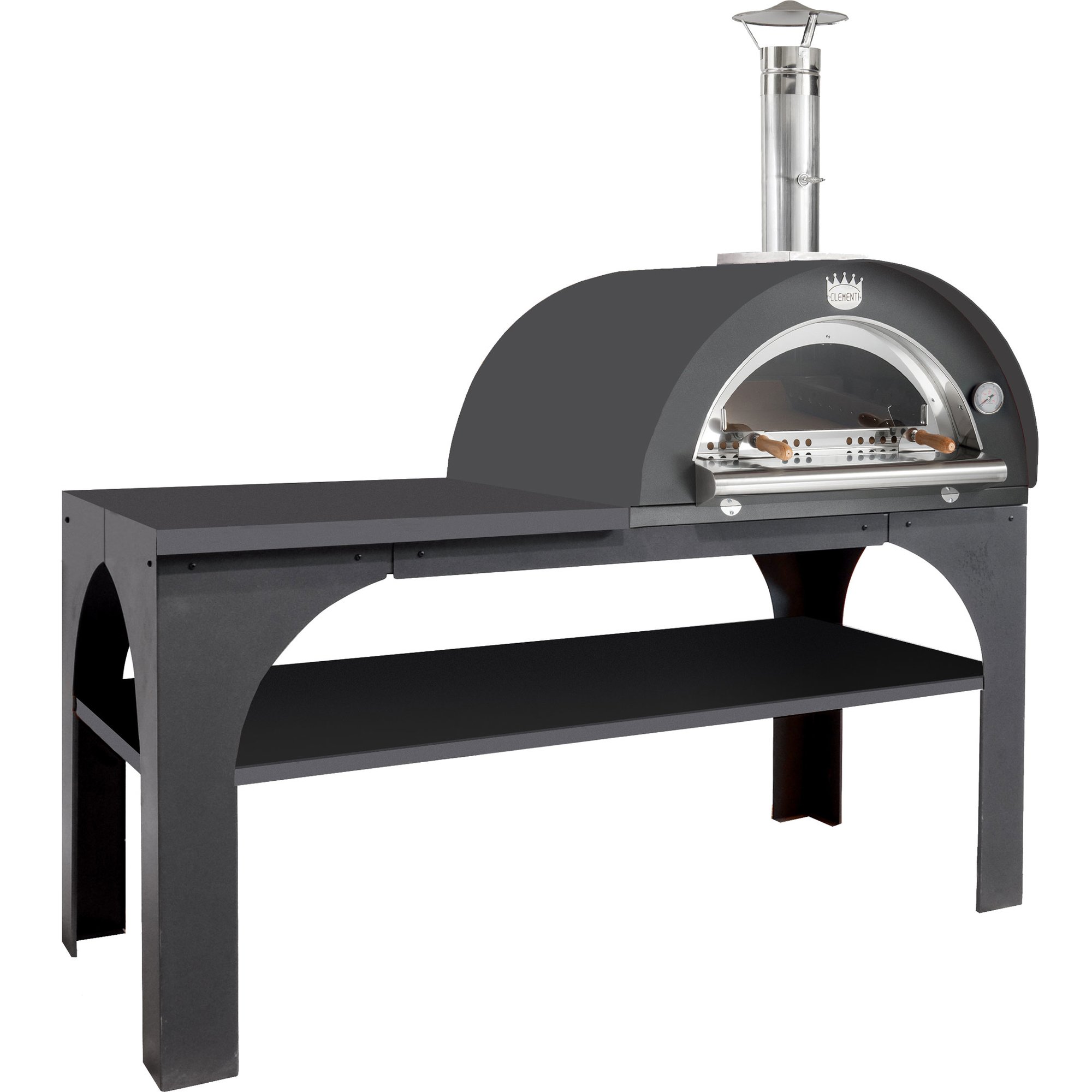 Antracit Pizza Party Brændefyret Pizzaovn 80x60 - Clementi Forni Pizzaovn