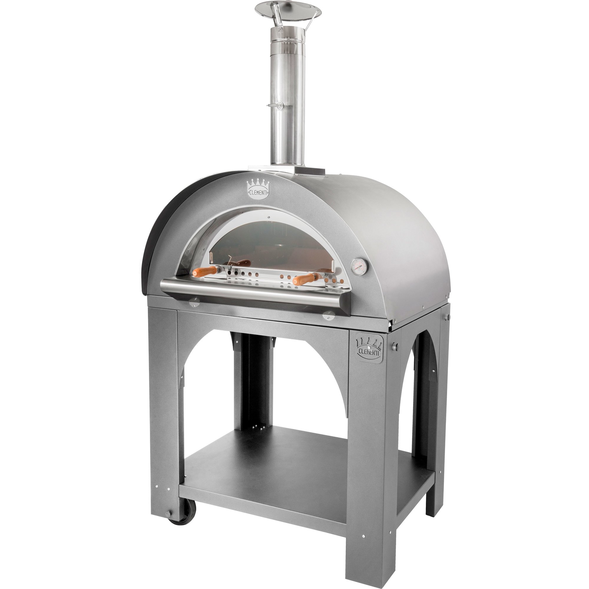 Rustfrit Stål Pulcinella Brændefyret Pizzaovn 60x60 - Clementi Forni Pizzaovn  - P1853803