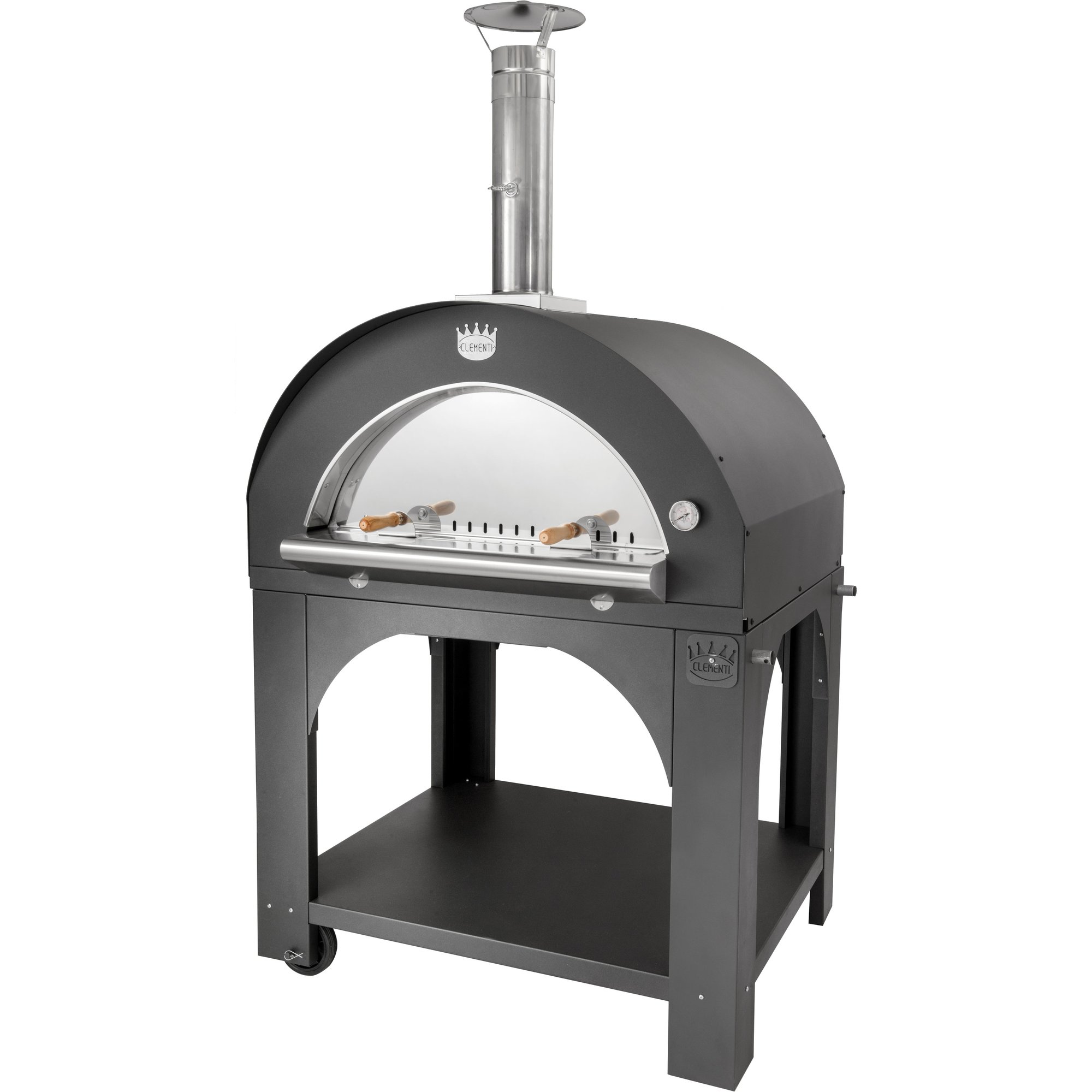 Antracit Pulcinella Brændefyret Pizzaovn 100x80 - Clementi Forni Pizzaovn